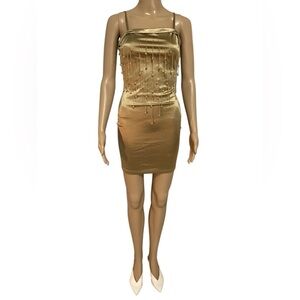 Gold Beaded Mini Dress